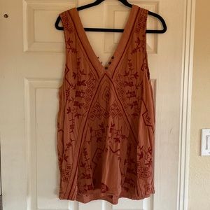 Free People Coral Patterned Tunic Size M